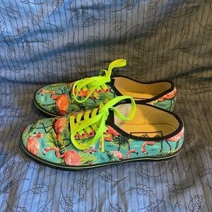 Vans new era custom design neon flamingo sneakers womens 8